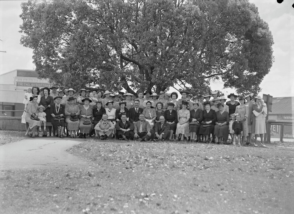 Annual CWA meeting participants, Exterior, Cooroy CWA Hall, Maple Street, Cooroy, 1948