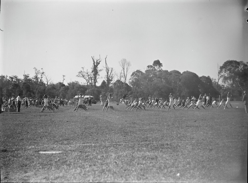 Tunnel ball, Noosa Shire School Sports day, Cooroy Showgrounds, Cooroy, 1948