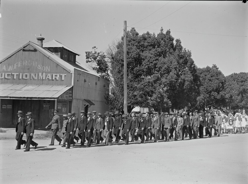 March, Anzac Day, Maple Street, Cooroy, 25 April 1949