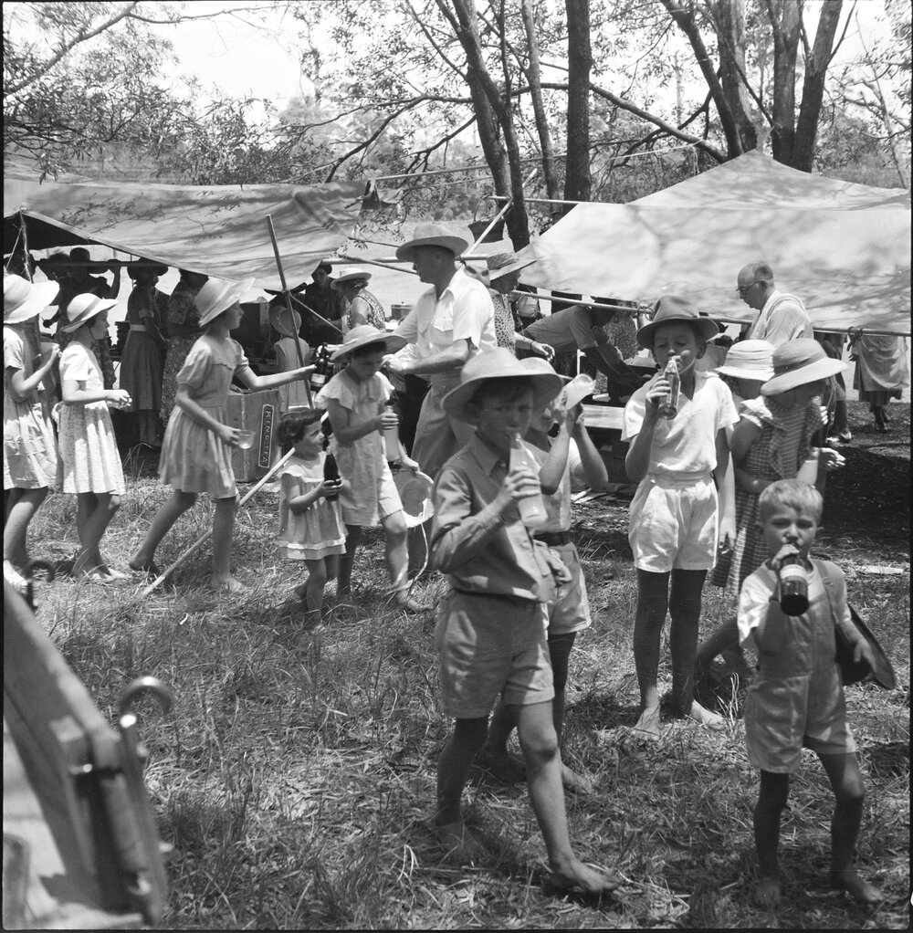 Thirsty work, Sports carnival, Cooroy State School, Cooroy, 1950