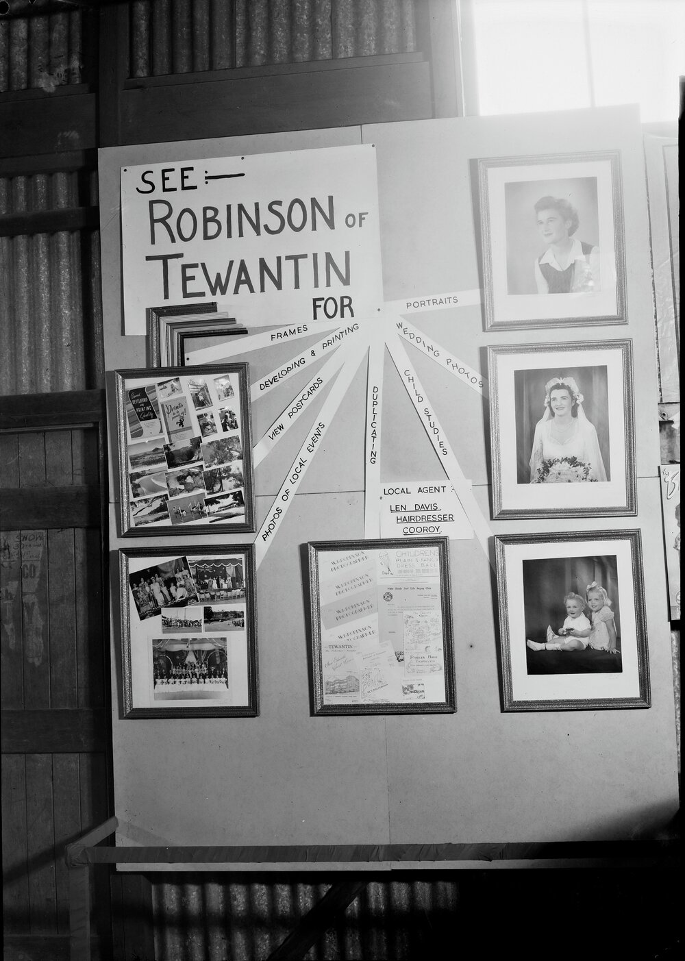 Advertising display, Robinson Photography, Cooroy Show, Cooroy Show Society Grounds, Mary River Road, Cooroy, 1950