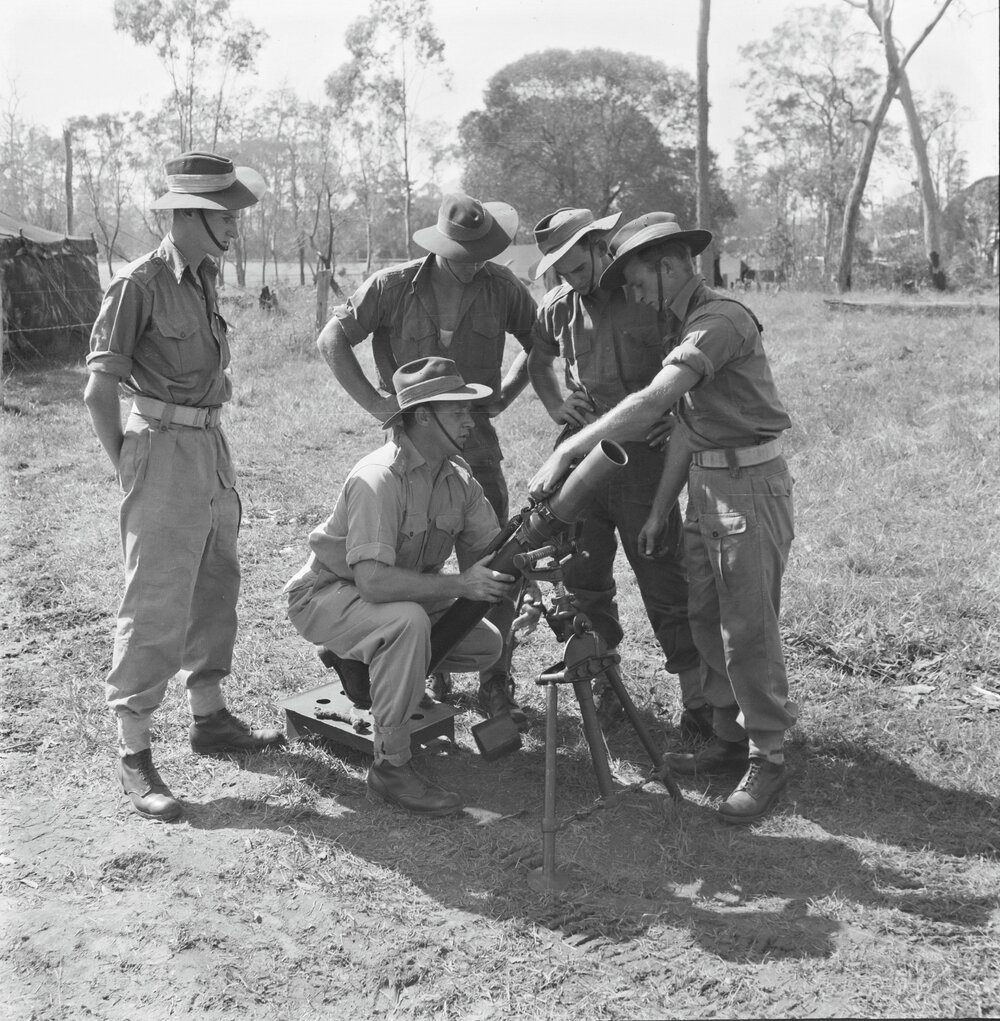 Artillery demonstration, Commonwealth Military Force Training Camp, Cooroy Showgrounds, Cooroy, 1951