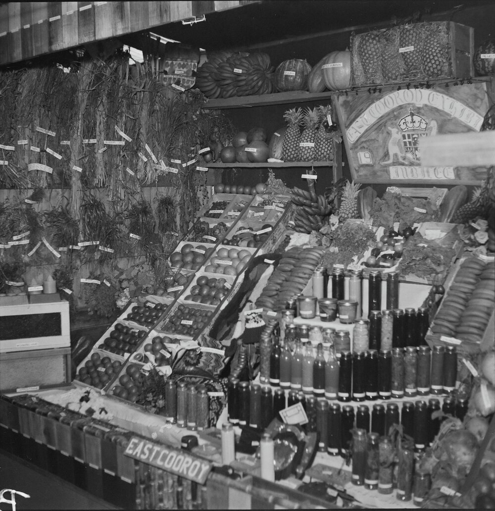 East Cooroy Produce Exhibit, Cooroy Show, Cooroy Show Society Grounds, Mary River Road, Cooroy, 1951
