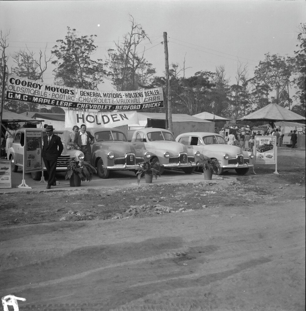 Cooroy Motors exhibition, Cooroy Show, Cooroy Show Society Grounds, Mary River Road, Cooroy, 1951