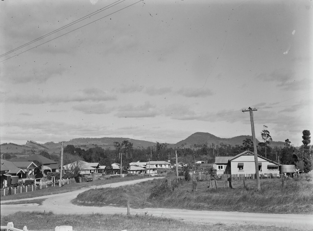 Township view, Cooroy Presbyterian Church Manse, Miva Street, Cooroy, 1952