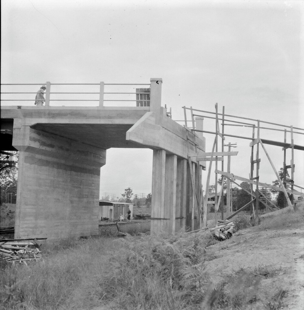 Construction, Road bridge, Elm Street, Cooroy, 1953