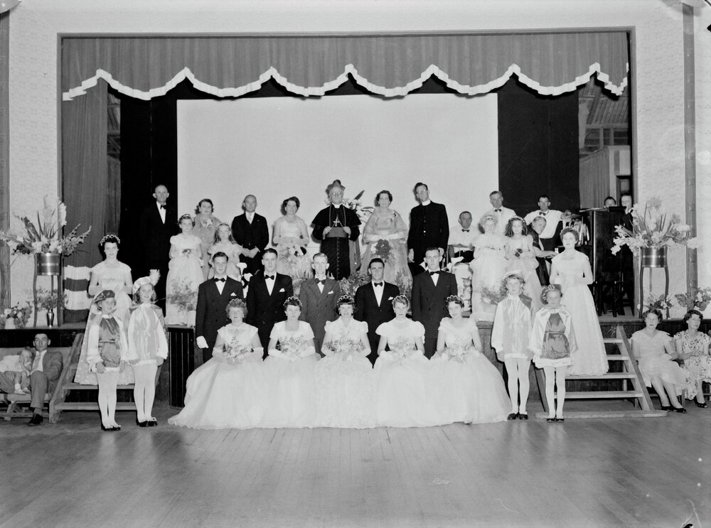 Attendees, Roman Catholic Debutante Ball, Cooroy Memorial Hall, Maple Street, Cooroy, 1956