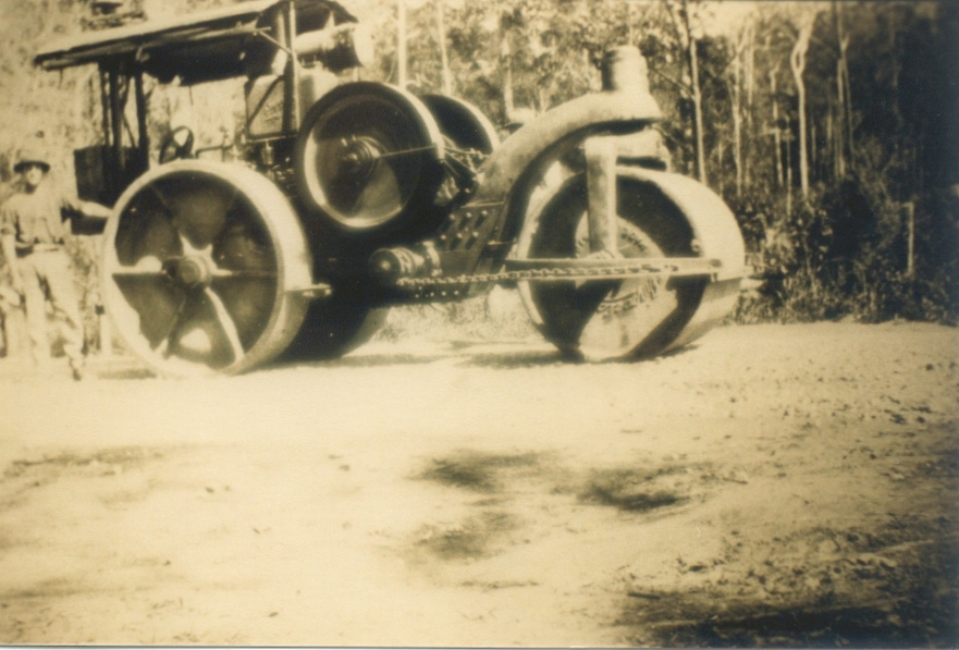Tony Bazzo with diesel roller, ca 1928