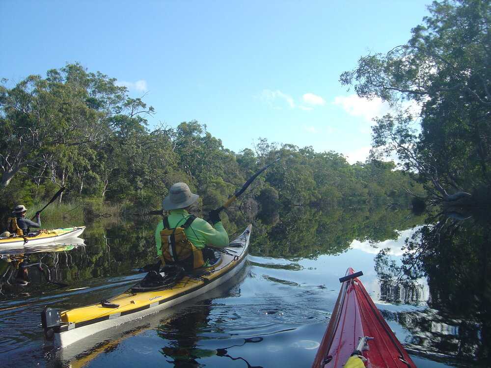 Kayakers and reflections, Noosa River, Como, 6 May 2007