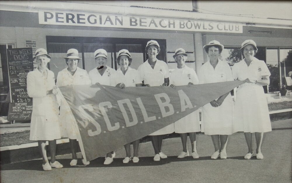 Peregian Beach Bowls Club players, Ladies, Blue Pennant winners, Peregian Beach, 1982