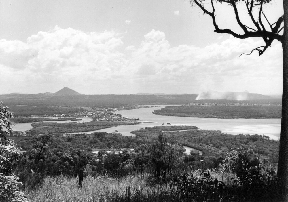 Fires in the distance, looking north from Laguna Lookout, Noosa Heads,&nbsp;1956