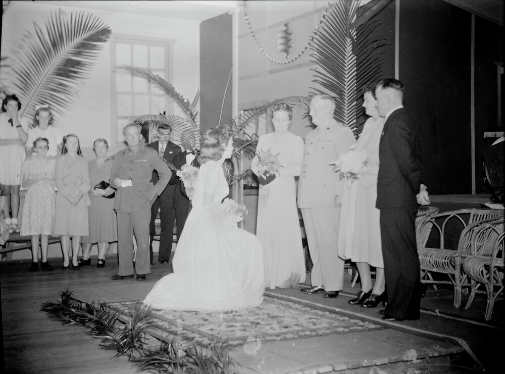 Official presentation, guests and participants, R.S.L. Debutante Ball participants, RSL Memorial Hall and School of Arts , Tewantin, 30 April 1948