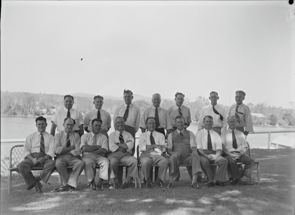 Informal portrait, attendees, Vacuum Oil Conference, 1949