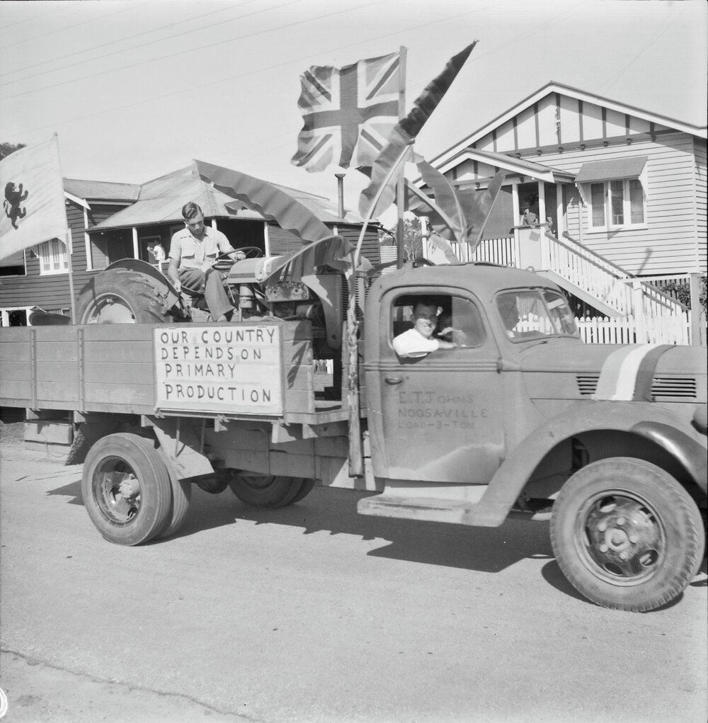 Participants, Coronation Day Parade, Gooloi Street, Tewantin, June 1953