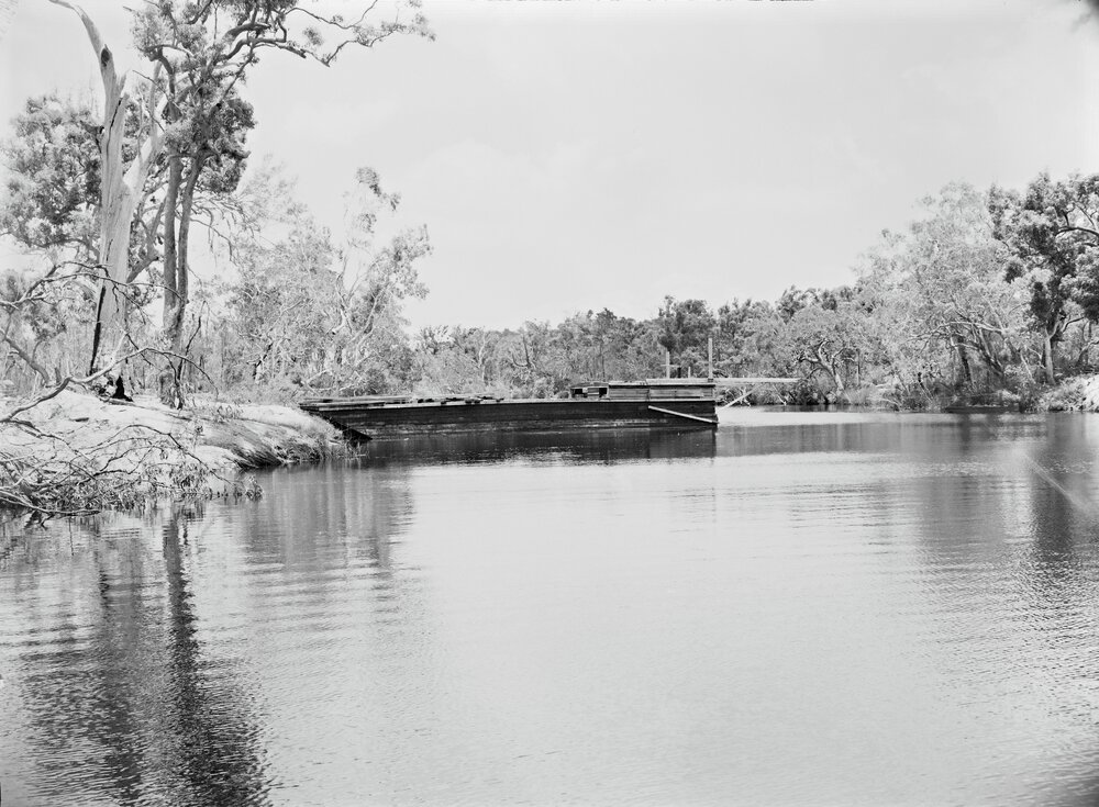 Noosa River barge, Noosa North Shore, 1954
