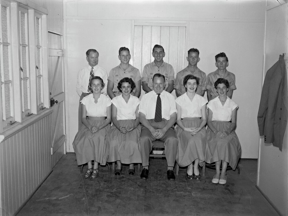 Informal portrait, Staff, Tewantin Post Office, Tewantin, 1956
