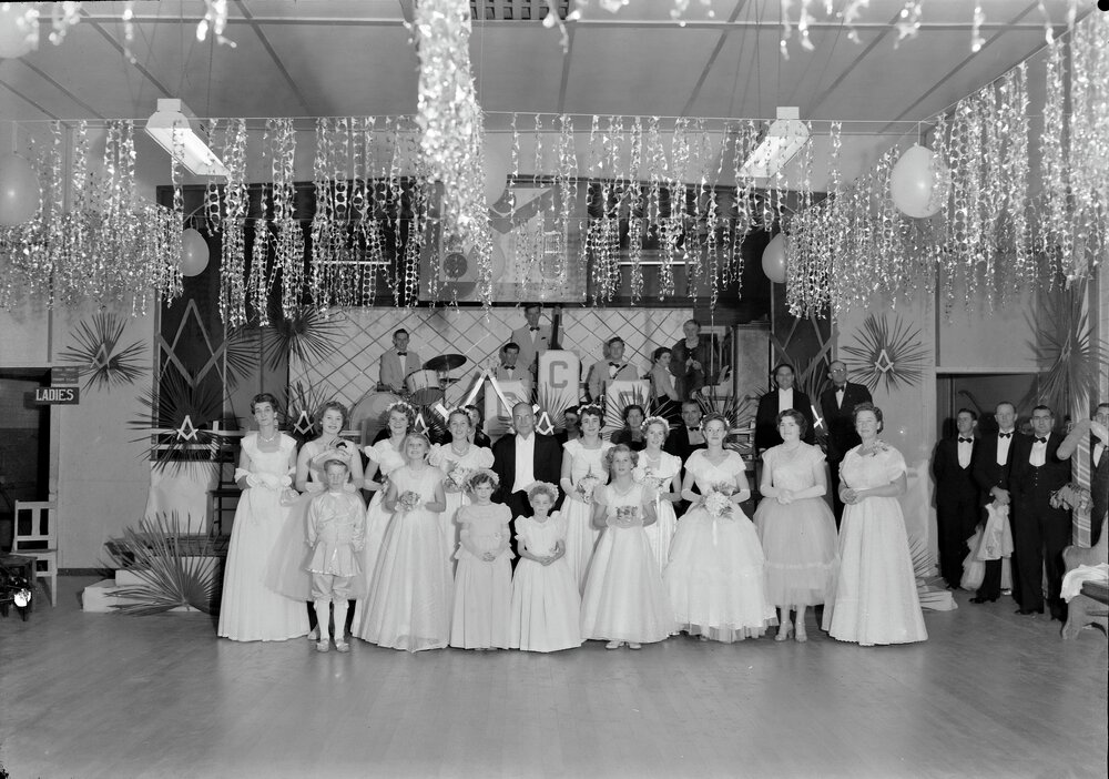Participants, Freemasons Debutante Ball, RSL Memorial Hall and School of Arts, Tewantin, 1956