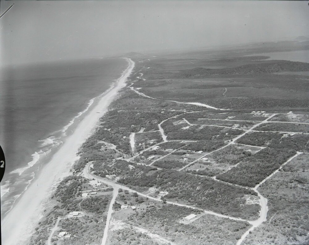Aerial view dwelling, 'Pacific Lodge,' Sunshine Beach, 1966