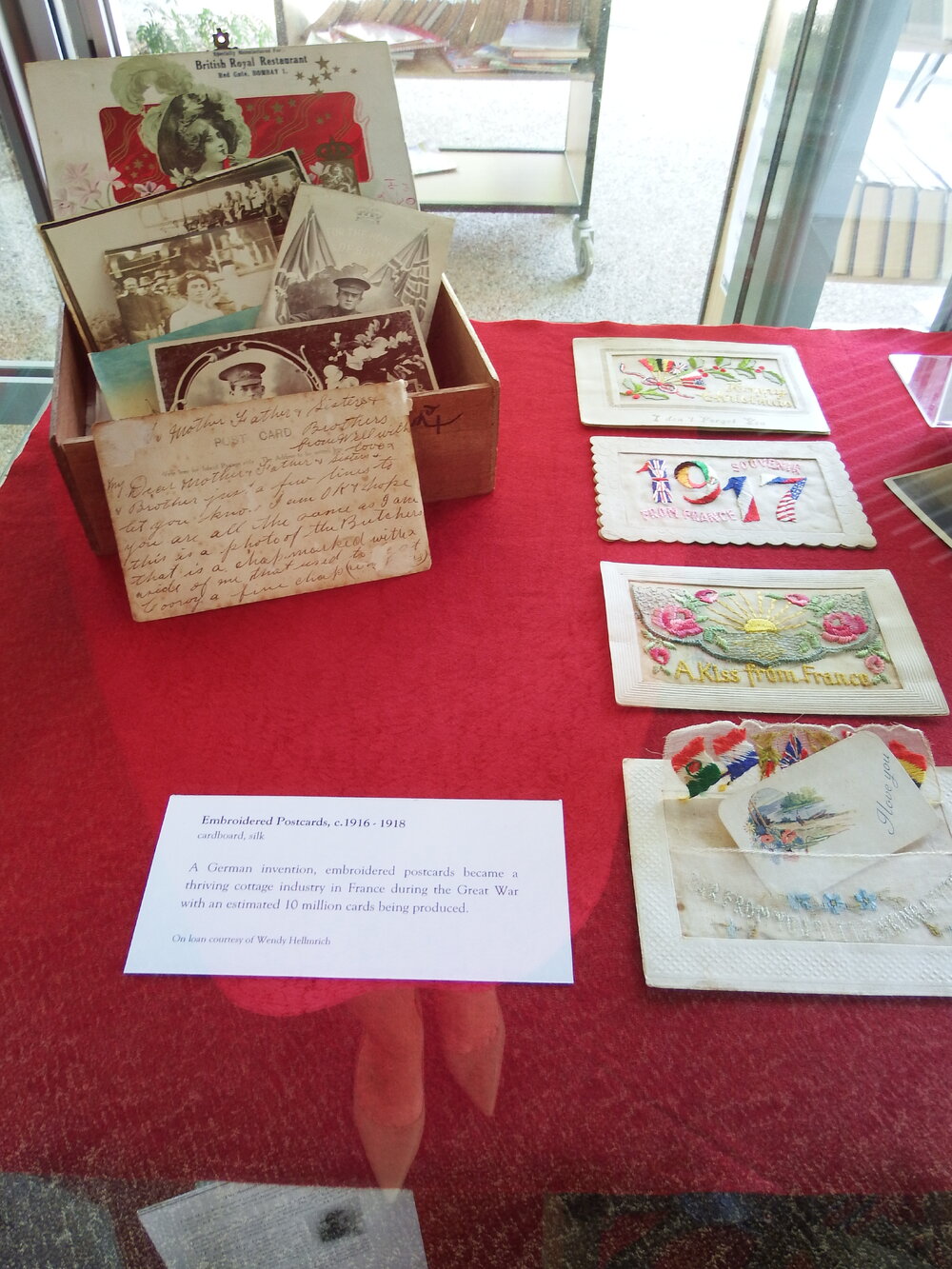 Embroided Postcards, Noosa's War Front Exhibition, Noosaville Library, Noosaville, 20 November 2015