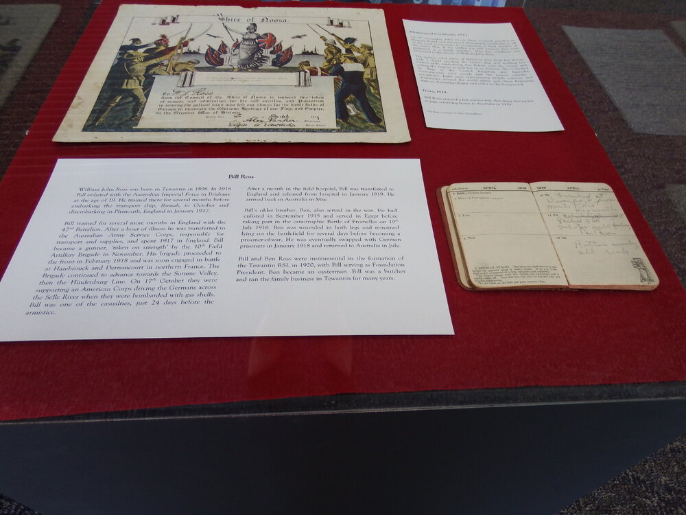Bill Ross exhibit, Noosa's War Front Exhibition, Noosaville Library, Noosaville, 20 November 2015
