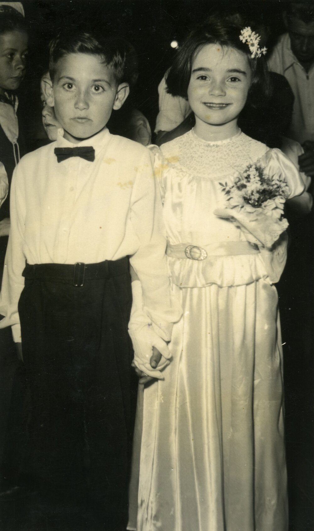 Children's Debutante Ball, Pat Wood (right) and partner, Memorial School of Arts Hall, Pomona, ca 1950s