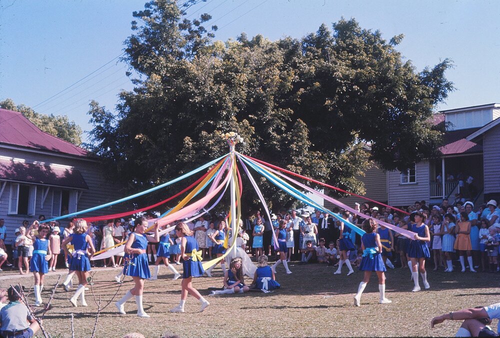 Maypole dancers, Pomona State School, Pomona, ca 1950s