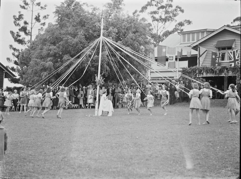 Maypole Dance, Golden Jubilee Celebrations, Pomona State School, Pomona, 1947 