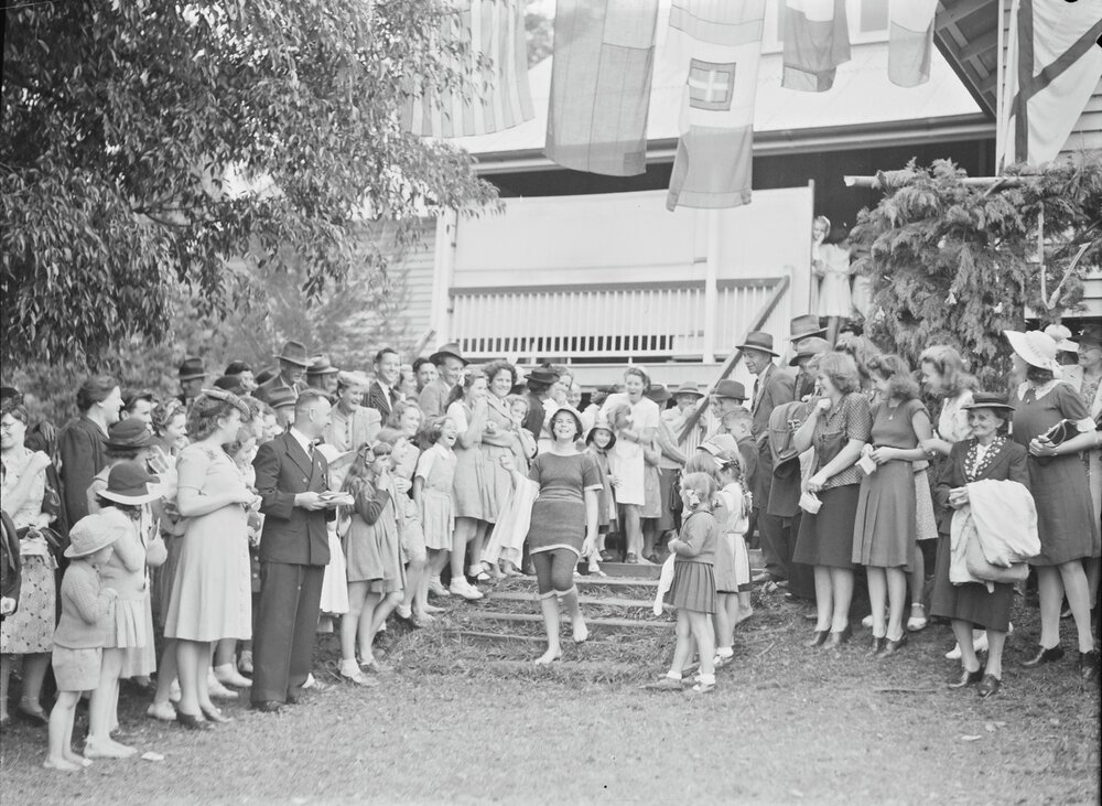 Swimwear competition, Golden Jubilee Celebrations, Pomona State School, Pomona, 1947 