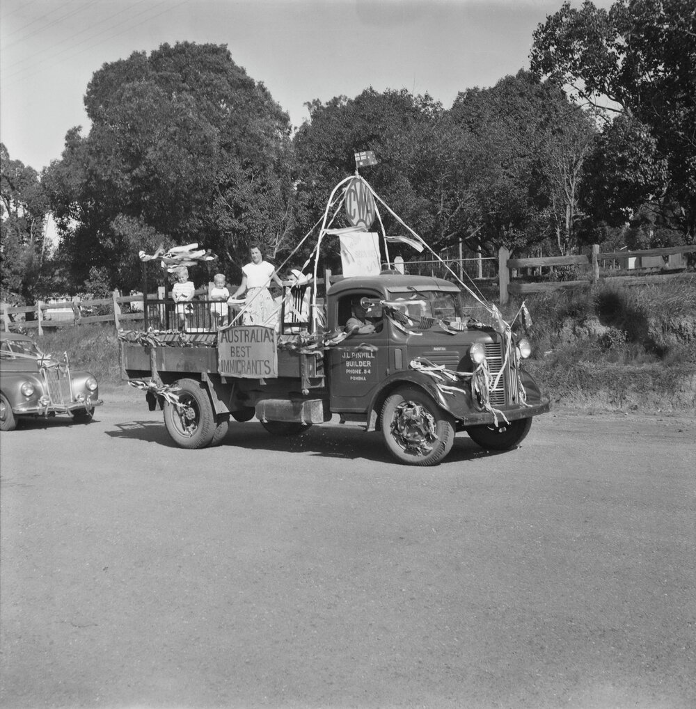Queensland Country Women's Association float, Coronation Day parade, Pomona, 2 June 1953