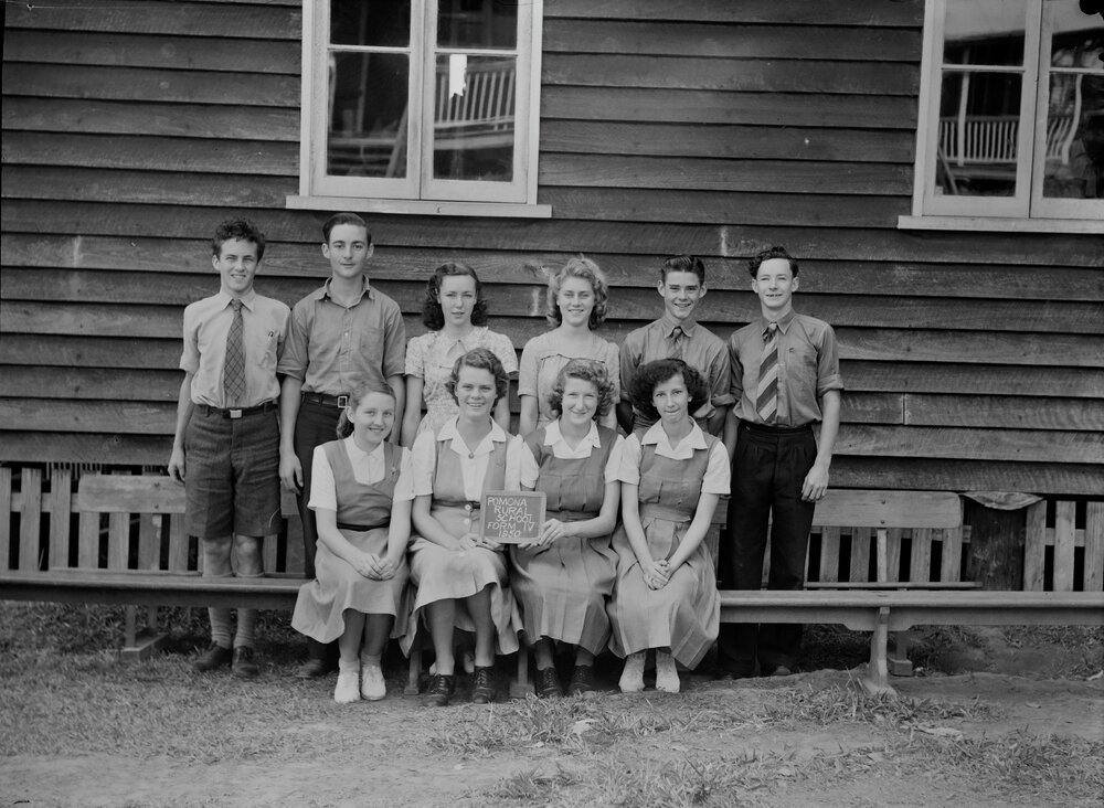 Class photo, Form 4, Pomona Rural School, Pomona, 1950