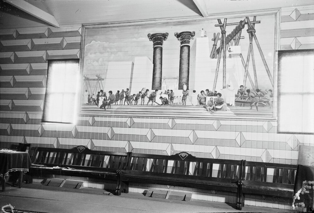 Mural, interior, Cooroora Masonic Temple, 9 Station Street, Pomona, 1948