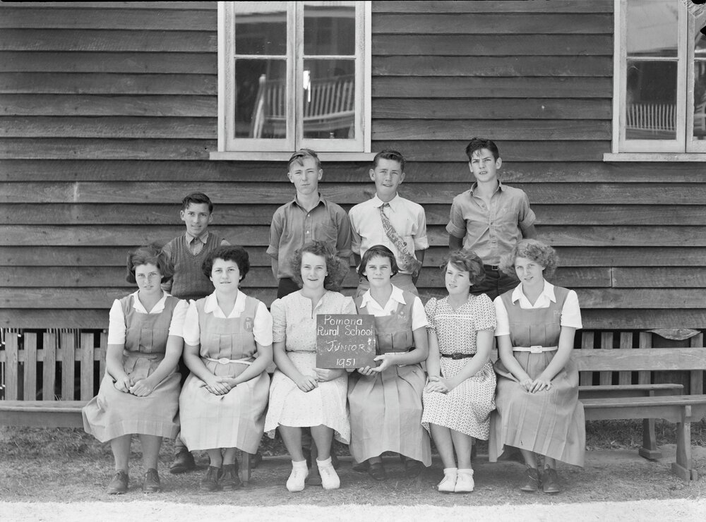 Class photo, Grade - Junior, Pomona Rural School, Pomona, 1951
