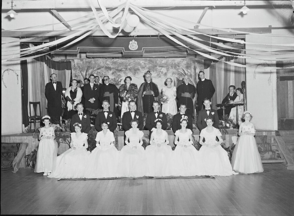 Attendees, Roman Catholic Debutante Ball, Majestic Theatre, Pomona, 1955