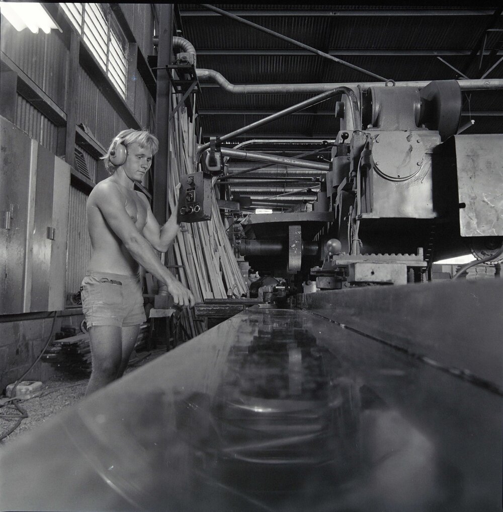 Employee, factory floor, Page Furniture Factory, Pomona
