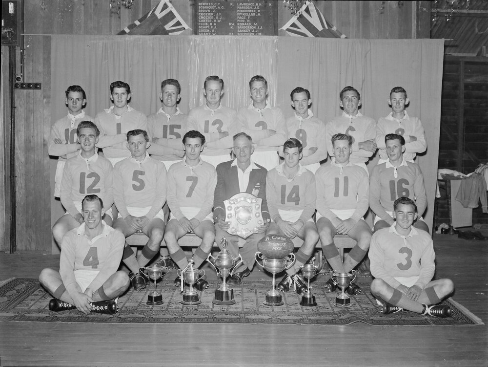 Portrait, Premiership Team, Pomona A-Grade Rugby League Team, Pomona, 1956
