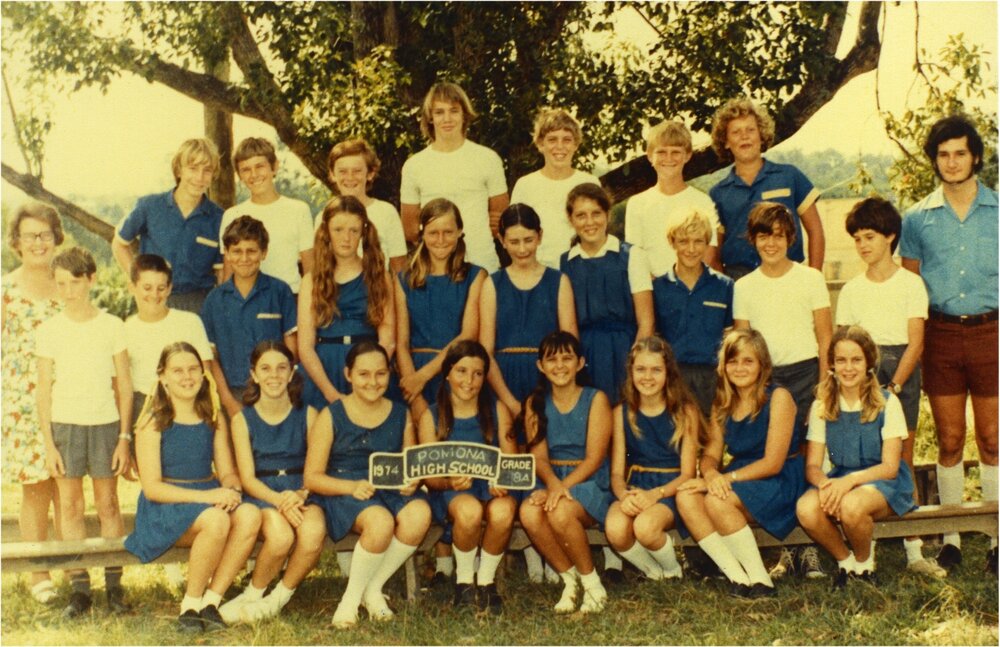 Class photo, Grade 8A, Pomona&nbsp;State High &nbsp;School,&nbsp;Pomona, 1974