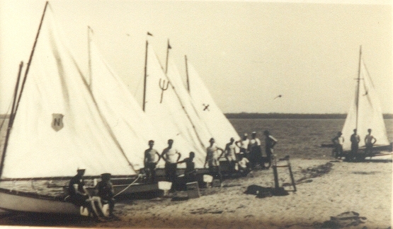 Sailing boats, Lake Cootharaba, Boreen Point, ca 1950s