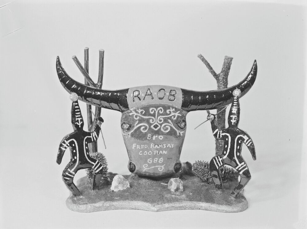 Fraternal lodge ornament, Royal Antediluvian Order of Buffaloes (RAOB),  Cooran, 1957