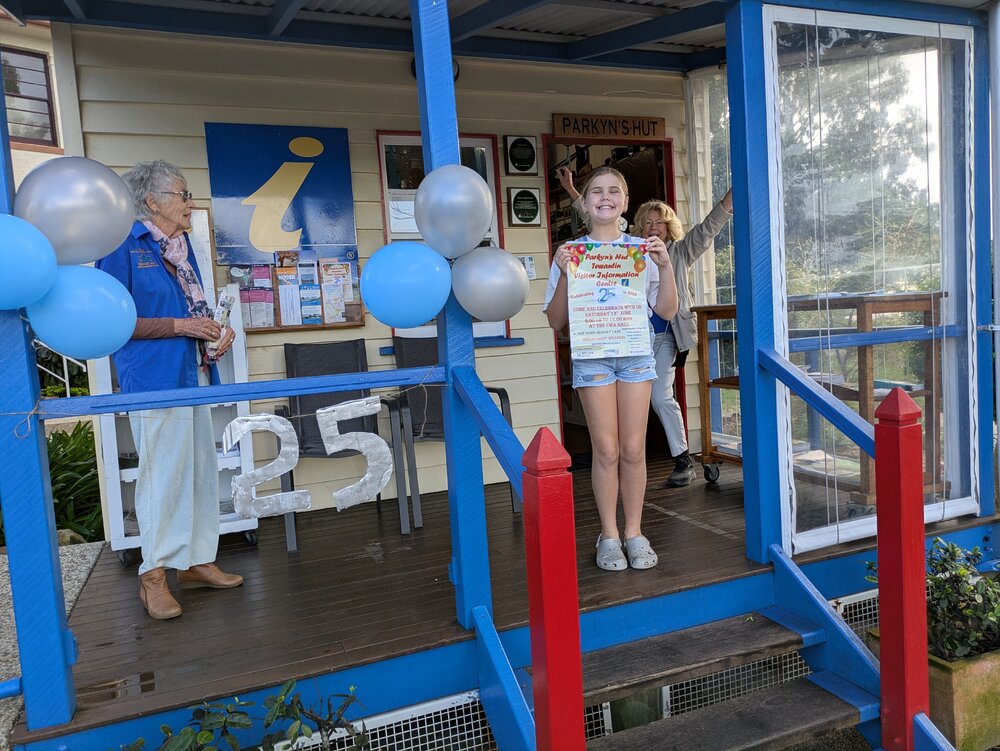 Robyn Monkhouse, Willow Grice and Kerry Cooney, (l-r),  'Celebrating Parkyn's Hut 25th Anniversary,' Tewantin, 13 June 2026