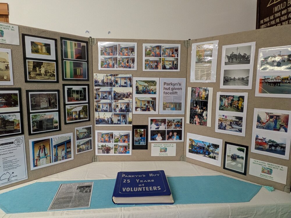 Parkyn's Hut, Tewantin Heritage &amp; Historical Society Inc. display, 'Celebrating Parkyn's Hut 25th Anniversary,' Tewantin, 13 June 2026 