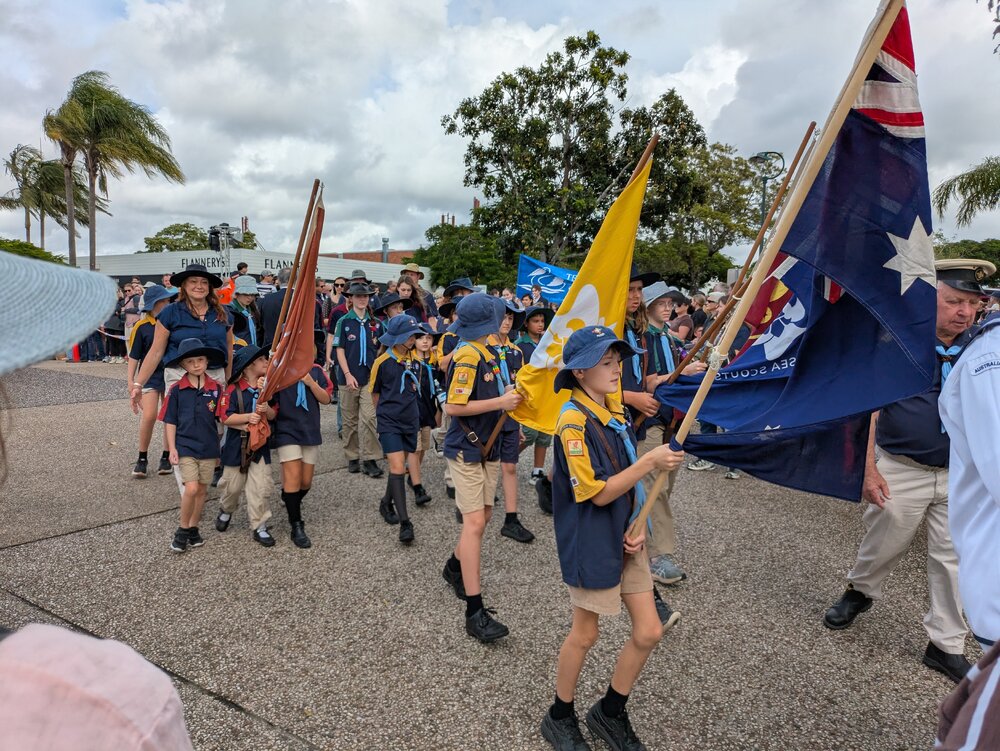 Noosa Sea Scout representatives, ANZAC Day parade, Tewantin, 25 April 2026