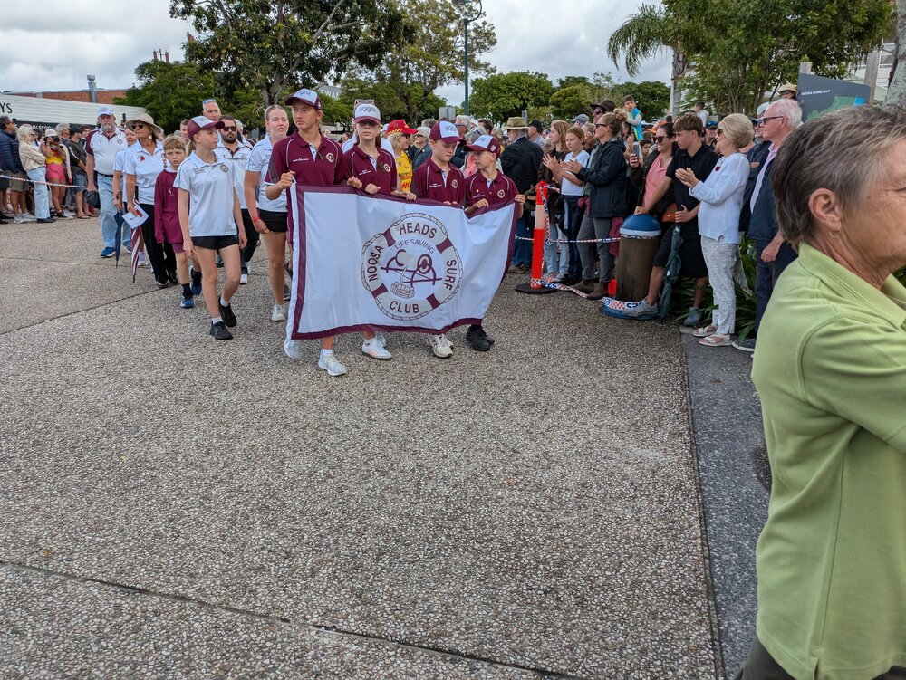 Noosa Heads Surf Club representatives, ANZAC Day parade, Tewantin, 25 April 2026
