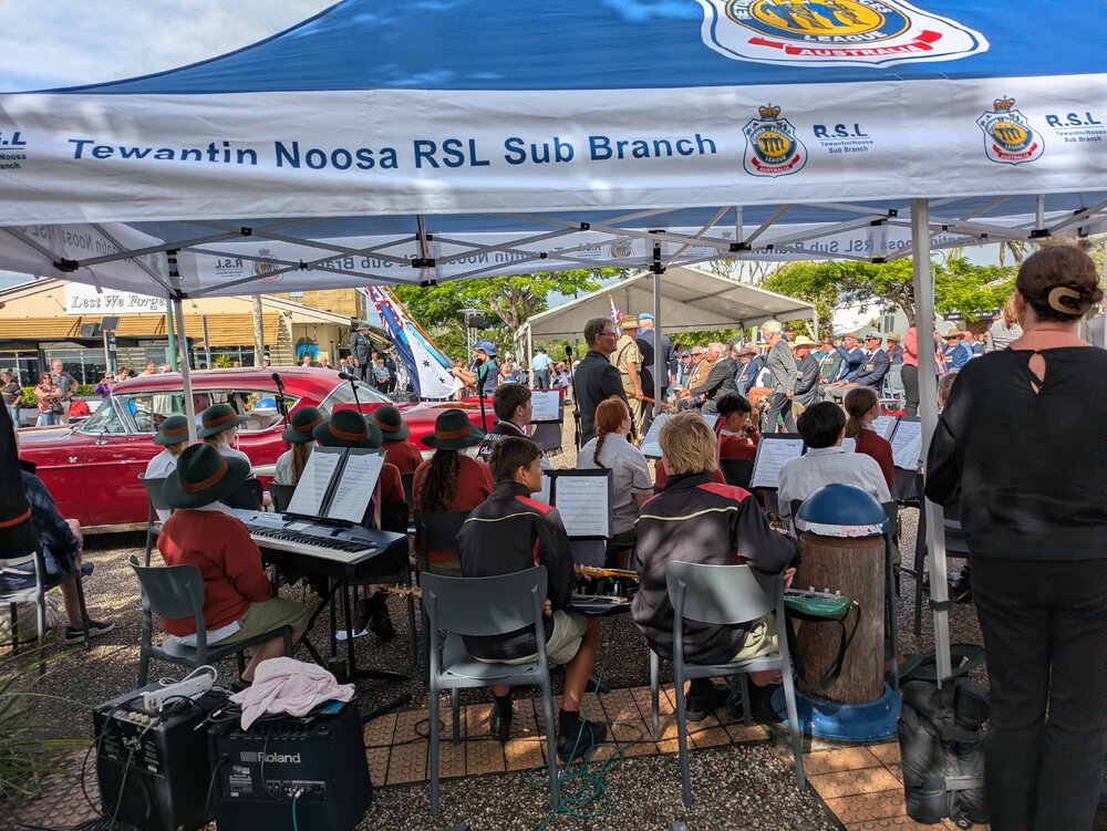 St Teresa's College band members, ANZAC Day service, Tewantin, 25 April 2026