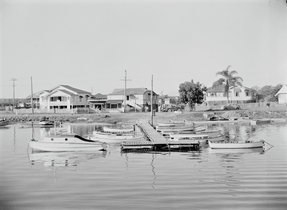 Terrace boat hire and shop, Gympie Terrace, Noosaville, 1954