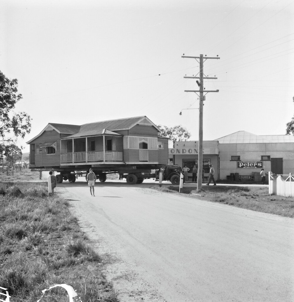House relocation, Cnr Gympie Terrace and James Street, Noosaville, 1951