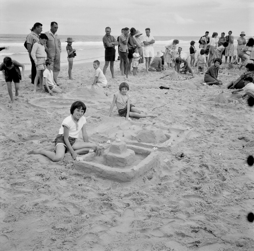 Sand Garden Competition, S.E.A.Q recreation club picnic, Peregian Beach, 1963