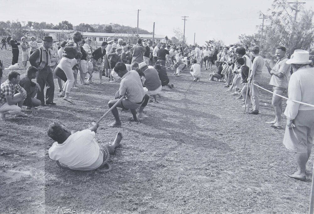 Tug of war competition, S.E.A.Q recreation club picnic, Peregian Beach, 1966