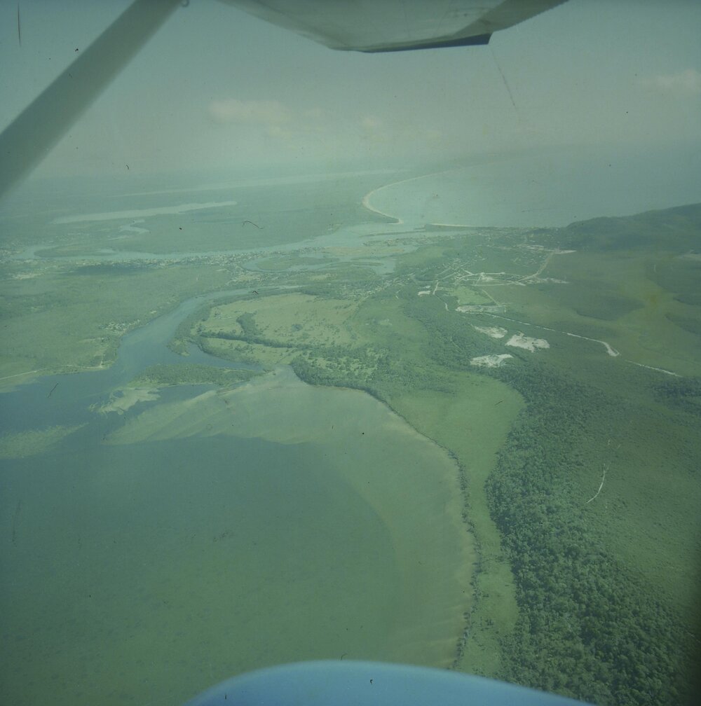 Aerial view, Laguna Bay and Noosa Lakes, Noosa Heads, 1970s
