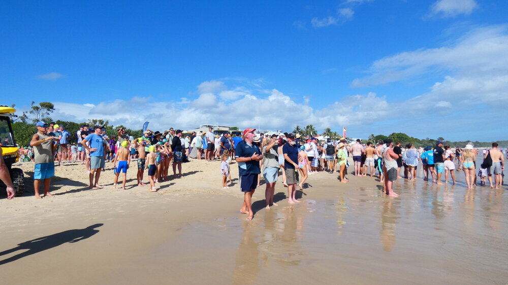 Competitors and spectators, Noosa Summer Swim Festival, Noosa Main Beach, Noosa Heads, 23 February 2025