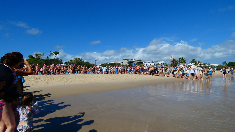 Competitors and spectators, Noosa Summer Swim Festival, Noosa Main Beach, Noosa Heads, 23 February 2025